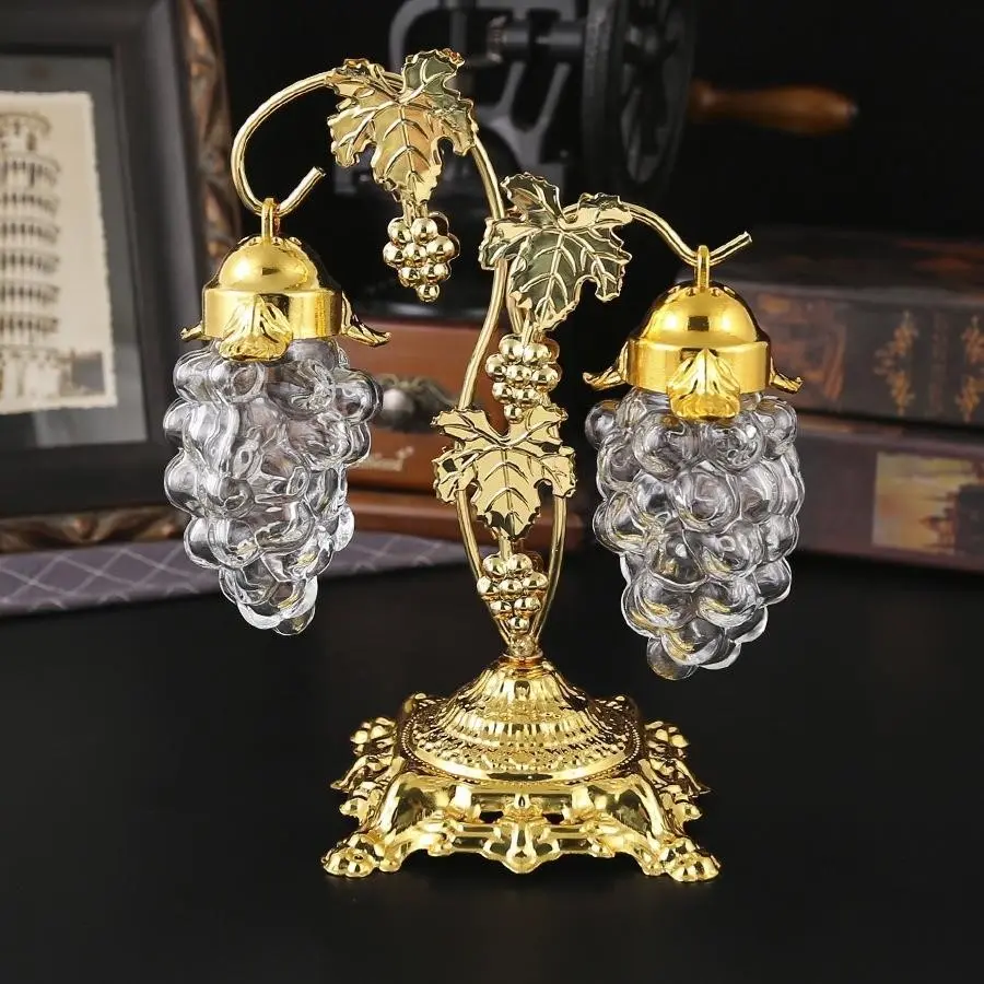 European Classical Grapevine Sugar Bowl, Creative Silver Gold Metal Spice Container, Luxury Metal Craft, Kitchen Table Decor