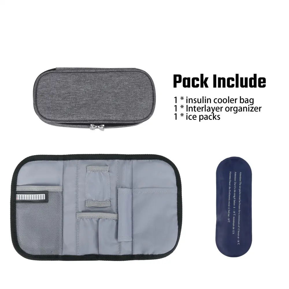 Premium Long Lasting Insulin Cooler Travel Bag with Ice Pack & Organizer Pocket, Portable Insulated Medication Cooling Bag for Diabetic Insulin Pen & Vial Storage