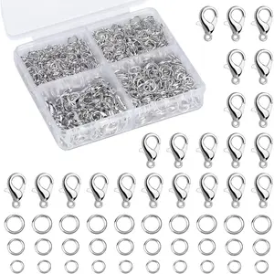 810 count  Open Jump Rings and Lobster Clasps Set, 3 Sizes Jump Rings  Findings Kit for  Repair Keychains and Necklace Making