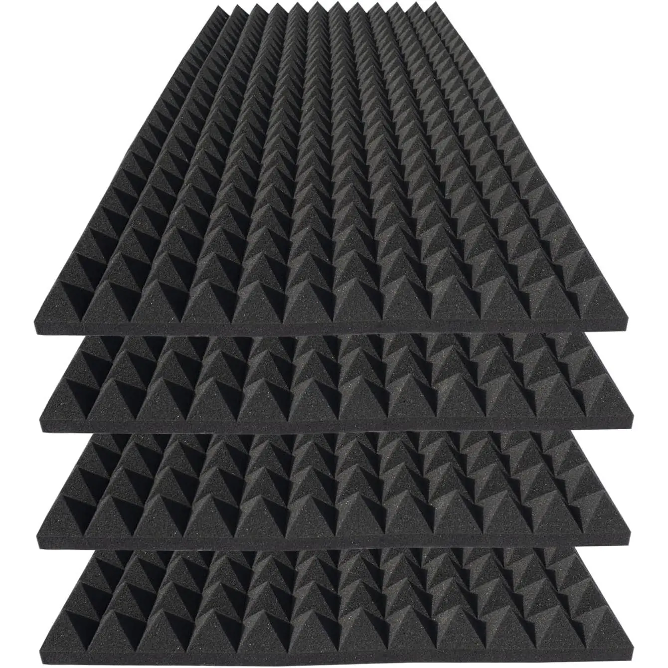 4 Pack Pyramid Acoustic  Panels, 48 x 24 x 2 Sound Absorbing Panels High Density Noise Canceling Studio  for ,Office, Recording Room (Black-4 Pack, 48" x 24" x 2")