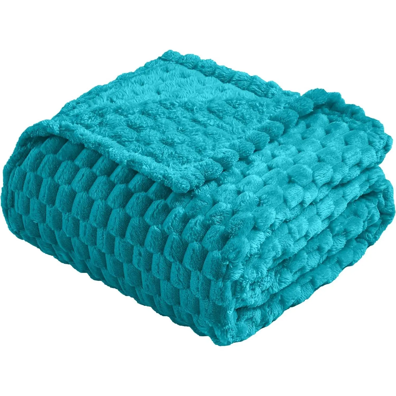 Flannel Fleece Throw Blanket(50x70 inch), 3D Teal Fuzzy and Warm Blanket for Couch,Sofa,Bed,Chair, 300GSM Cozy Lightweight Throw for All-Season Home Decor