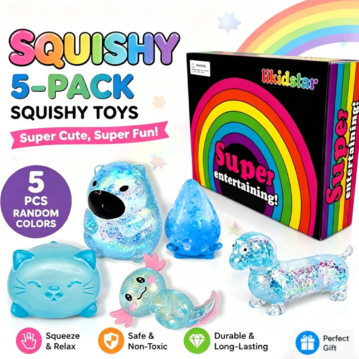 5-piece set - Surprise blind box malt sugar stress relief toy, creative release slow rebound pinch, high-end packaging, party gift