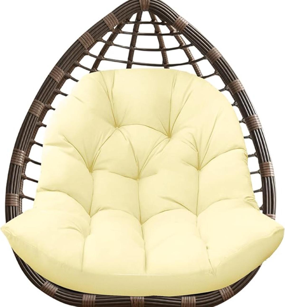 DANGHOOGY Egg Chair Cushion, Hammock Swing Chair Cushion, Waterproof Soft Comfy Hanging Basket Seat Pads Back Cushion, Thicken Hanging Egg Chair Cushion, 35x47 Inches (Beige)
