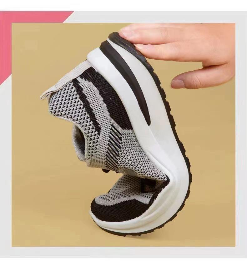 Spring and Summer New Flying Woven Women's Sneaker Fashionable All-Match Running Shoes Mesh Breathable Casual Shoes Female Student Shoes