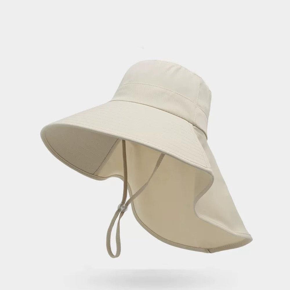 Sunscreen Cap Ponytail Travel Fisherman Hat Wide Brim Sun Hat with Neck Flap Outdoor UV Anti Neck Protection Sun Visors