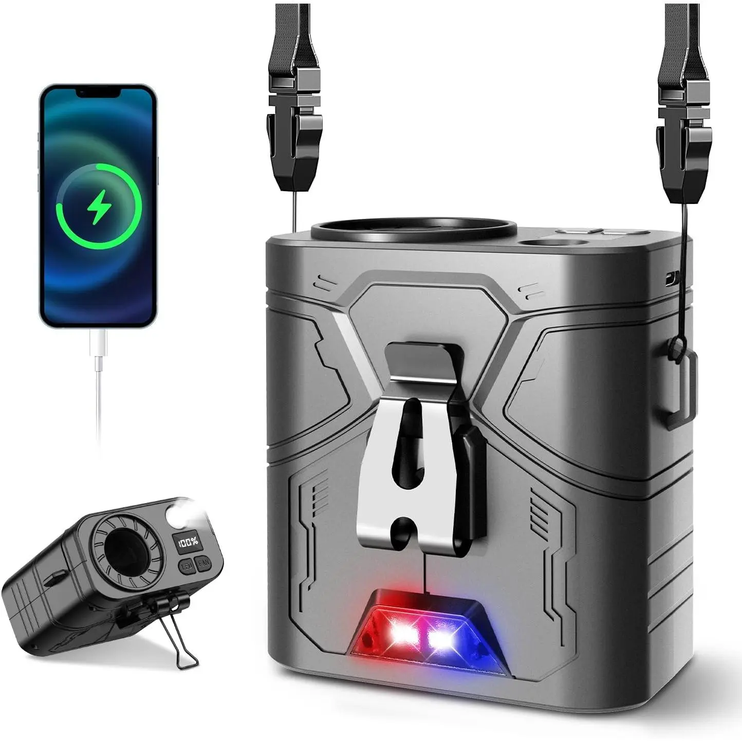 20000mAh Portable  Fan, Clip- Wearable Belt Fan with 5-Speed 20000RPM ,   & Desktop Personal Fans, 60H Runtime, Hands-Free Mini Fans for Camping, , Outdoor Use