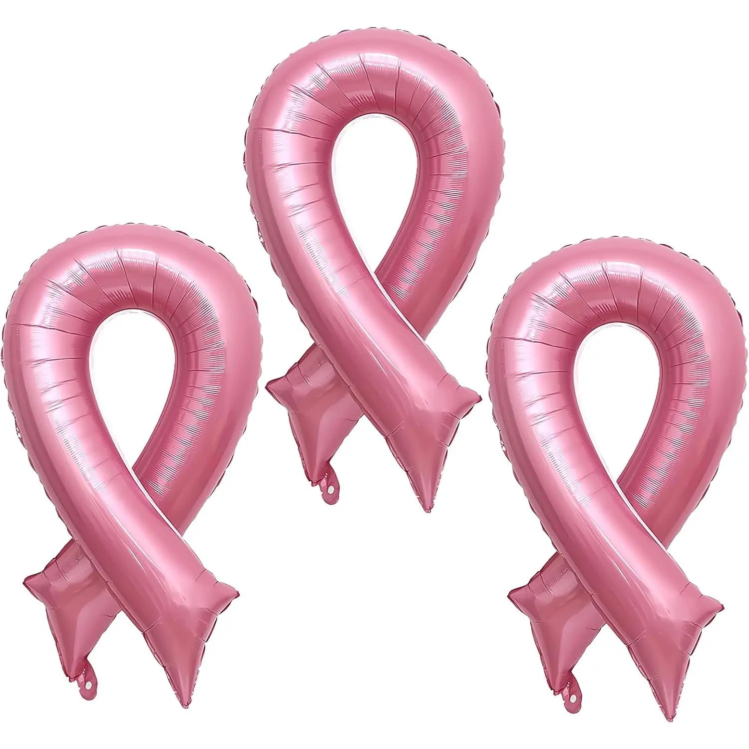 Breast Cancer  Ribbon Balloons Ribbon Shaped Foil Balloon Breast Cancer Awareness  Balloons Set for Party Decoration Fundraising Event Supplies 3 count