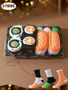 Trendy Gift Socks Set, Socks Pairs, Spring Summer New Unisex Sushi Design Boxed, Long Warm Soft Comfort, Birthday Valentine Easter Party Gifts, Soft Comfy Socks, Casual Stylish Socks, Socks Men