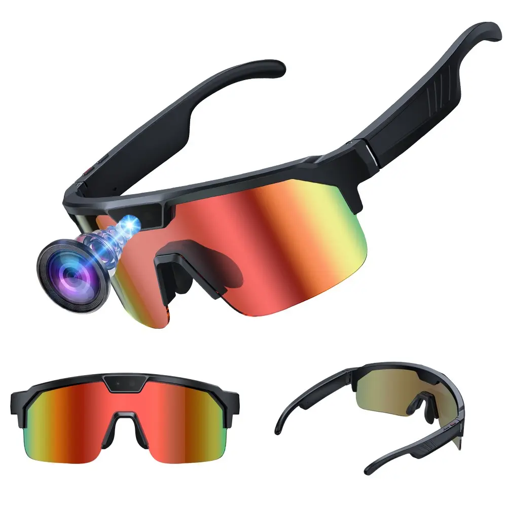 Camera Build-in Smart Glasses , with 8MP Camera Anti-Shake, 1200P Video Recording, 4GB Memory Build-in(No TF Card Need), ABS+PC Frame,270Mah Battery, Bluetooth Call ,Music Control ,AI Translation,AI  Image Recognition