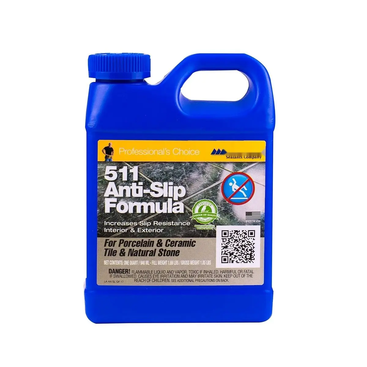 511 Liquid Non-Slip Floor Sealer Treatment - Anti-Slip Solution for Tile, Limestone, Natural Stone, Concrete, Ceramic Surfaces, Resists Weather Elements, Safe for Food Areas (Interior/Exterior Use)