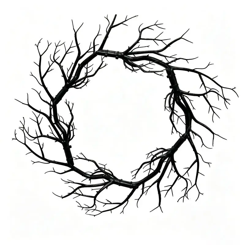 Halloween Realistic Wreath, Dark Bare Branches Vines Door Hanging, Ghostly Horror Atmosphere Front Door Fireplace DIY Decor Skeleton Wreath
