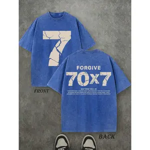 Forgive 70x7 Christian Shirt, Christian Scripture T-Shirt, Vintage Retro Washed Shirt Double Sided Printed (230 Heavyweight Pure Cotton T-Shirt)  High Quality Christian T-Shirt,