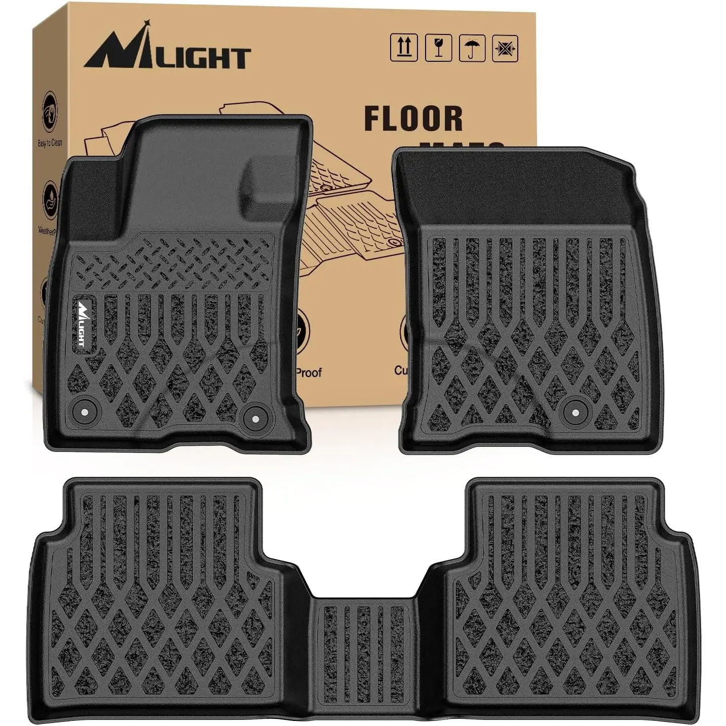 Nilight TPE Floor Mats for Lincoln Corsair (Gas Model) 2020 2021 2022 2023 2024 2025 All Weather Custom Fit Heavy Duty Floor Liners
