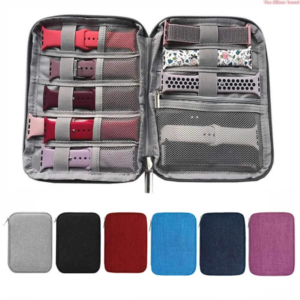 Multifunctional Apple Watch Band Storage Organizer Bag, Portable Travel Carrying Case for iWatch Straps, Watch Face, Charging Cables & Small Smart Watch Accessories, Waterproof Lightweight Digital Accessory Pouch