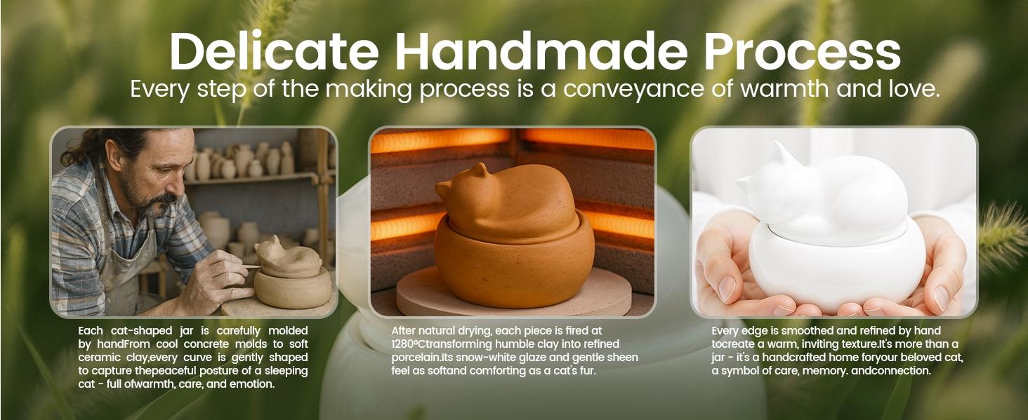 Memorial Pet Urn for Cats and Dogs -Handmade White Ceramic,Small,Timeless &Gentle