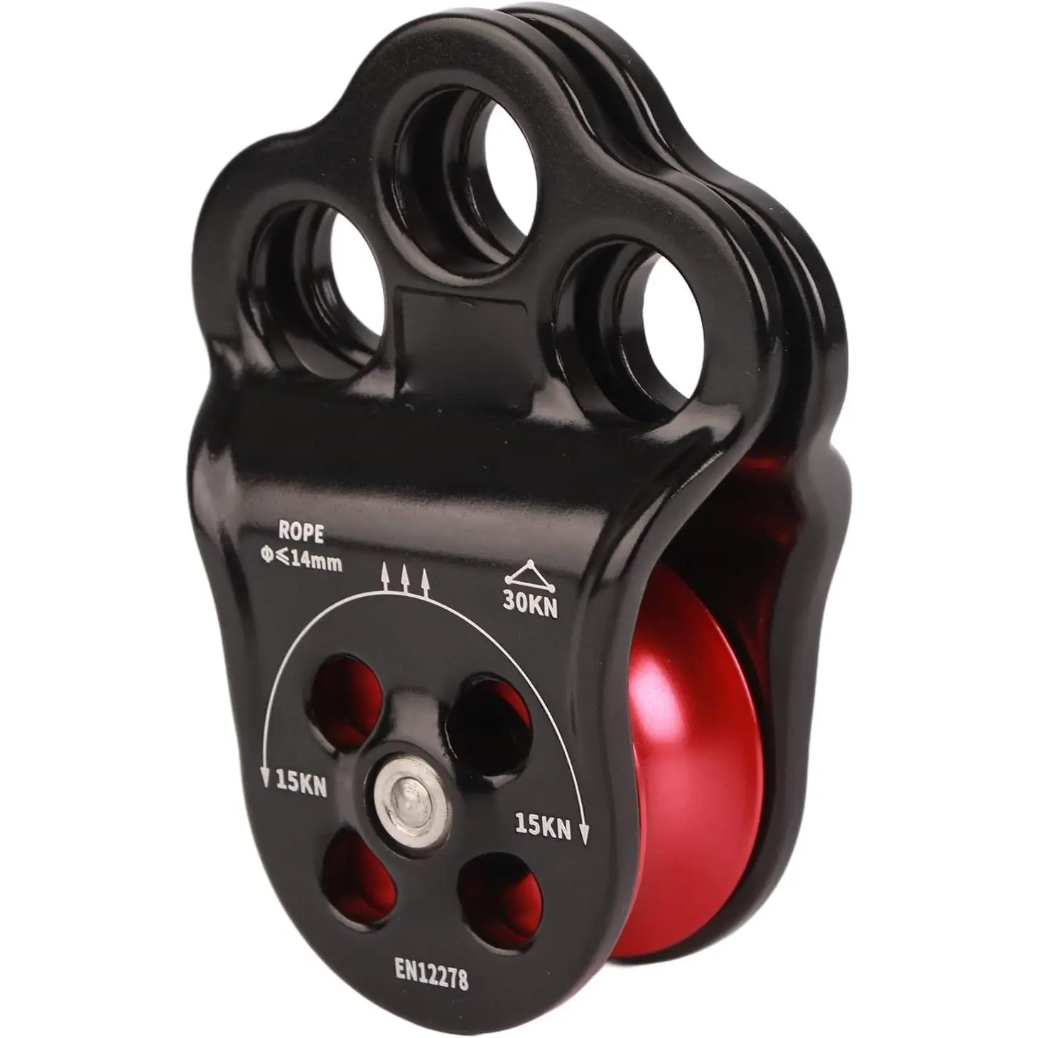 30KN Dual Bearing Hitch Climber Pulley, 3 Holes Side Plate Tree Climbing Pulley, Arborist Rigging Equipment for Tree Work