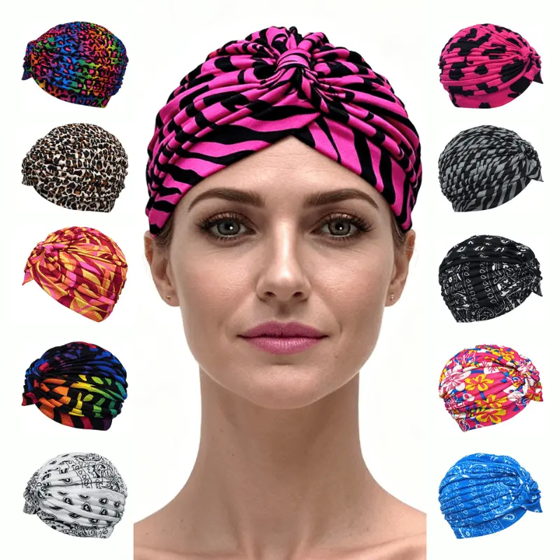 5Pcs/Pack Bohemian Ethnic Colorful Cashew Print Sports Yoga Headscarf Hat African Indian Hat Unisex Dressing Headwear