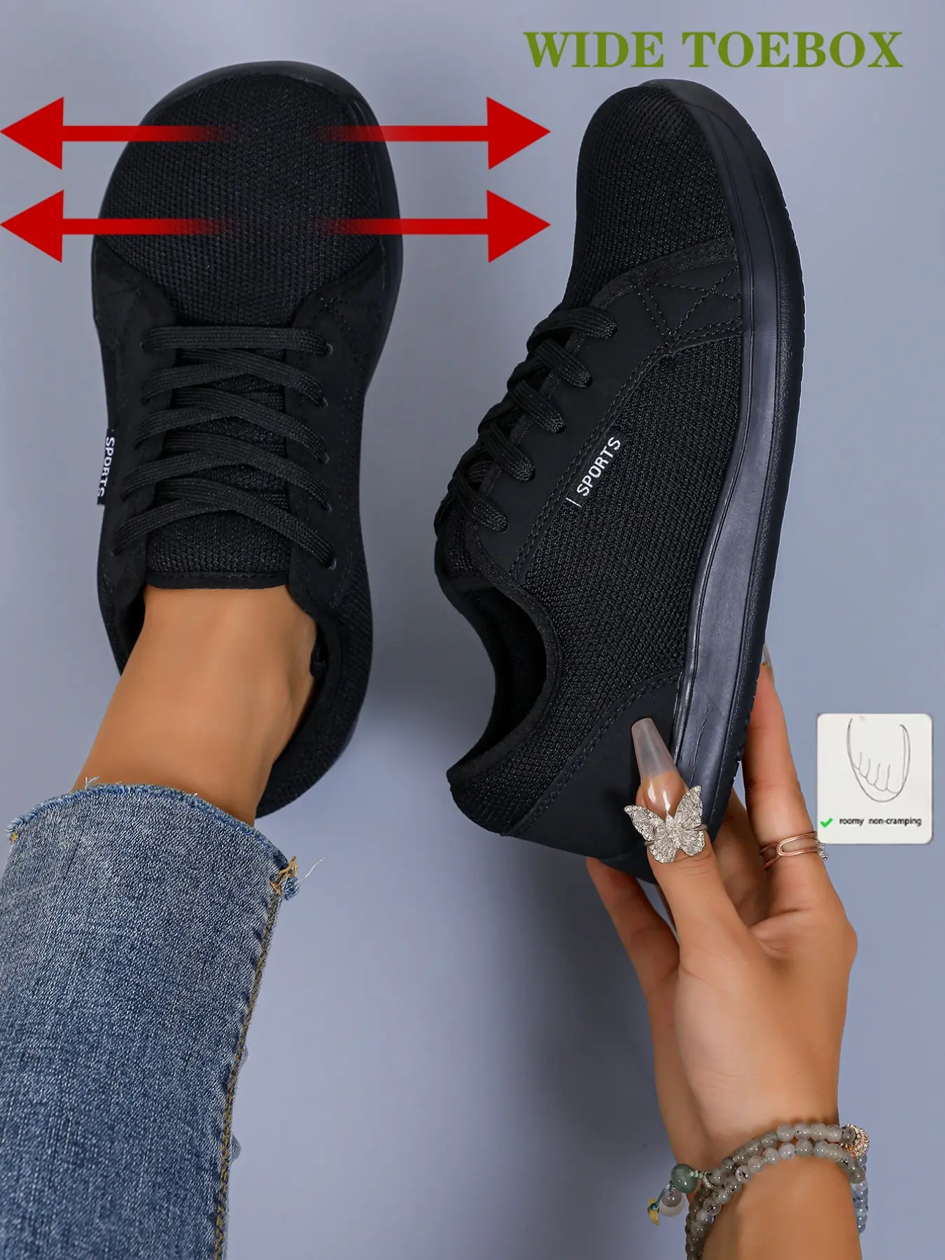 Women's Casual Sports Shoes, Wide Fit Walking Shoes, Minimalist Barefoot Running Shoes, Walking Running Sneakers, Comfortable Wide Toe Design, Ideal for Outdoor Activities