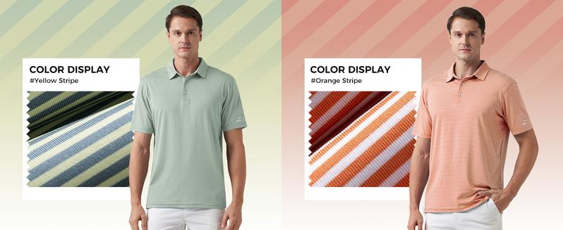 Willit Men's Golf Polo Shirts Short Sleeve Striped Performance Moisture Wicking