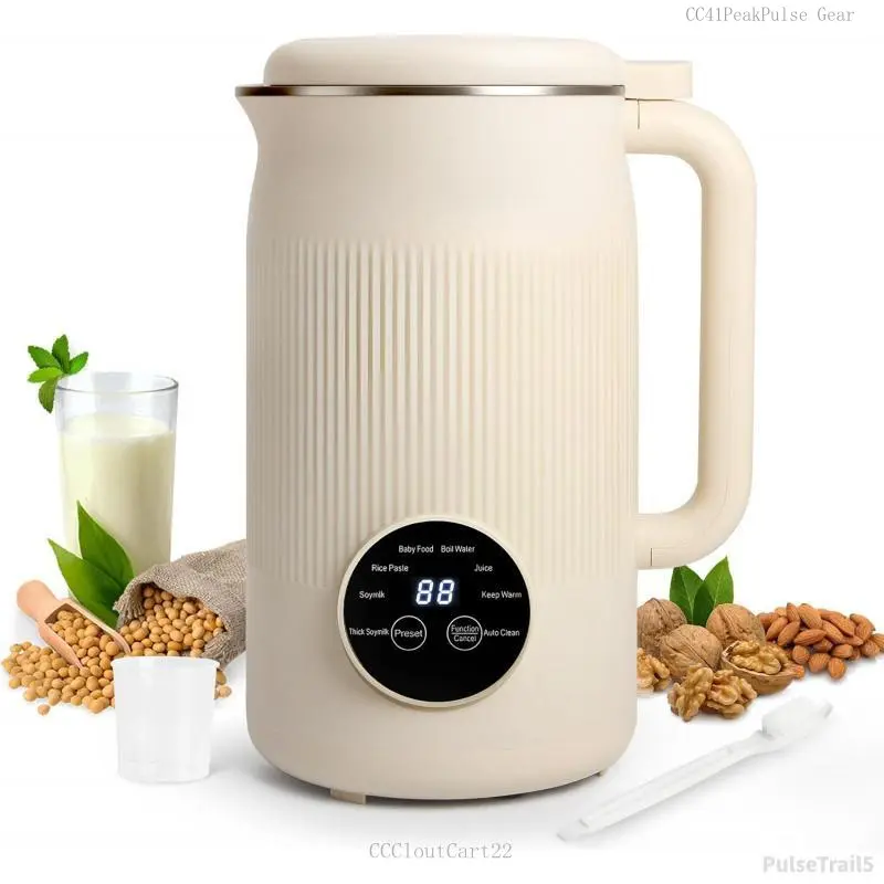 40oz Nut Milk Maker Automatic Almond Milk Machine,Plant Based Milks Homemade Oat,Chowder,Juice,Soy Milk Machine with Delay Start,Boil Water,Keep Warm& Auto CleanPulseTrail5CCCloutCart22CC41PeakPulse Gear