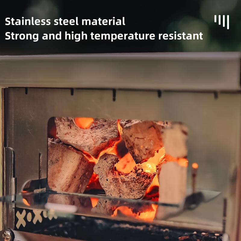 Outdoor Stainless Steel Card Grill, Camping Mini Detachable Portable Wood Stove, Picnic Charcoal Card Stove