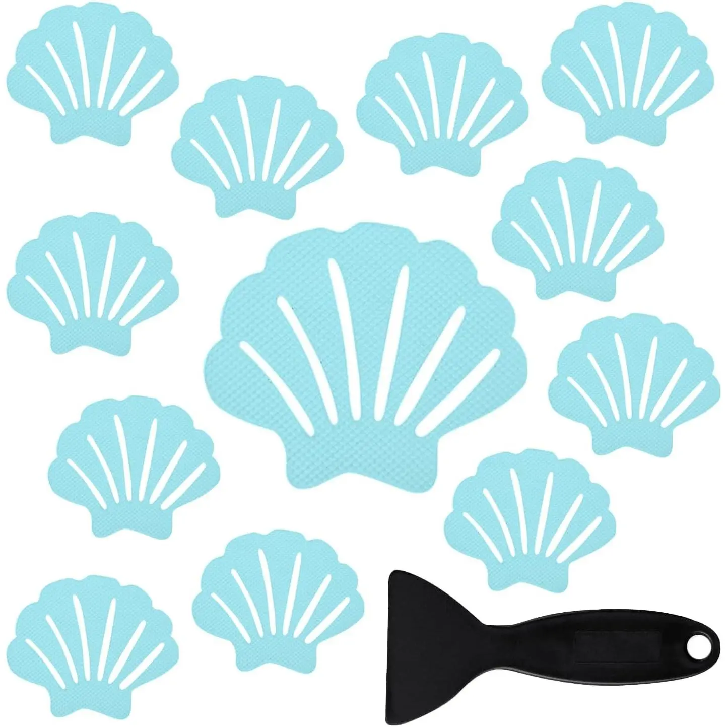 Bathtub Stickers Non-Slip, River-Mussel Safety Shower Treads Adhesive Appliques with  Scraper