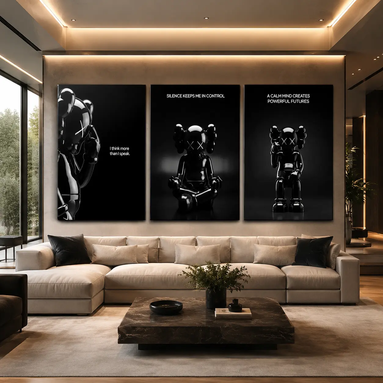 Black Designer Toy Style Canvas Prints – Minimalist Hypebeast Wall Art for Modern Room Decor Designer Toy Style Poster, Streetwear Room Art, Black White Wall Decor,  Bedroom Dorm Gaming Room Canvas, Modern Apartment Office Decor