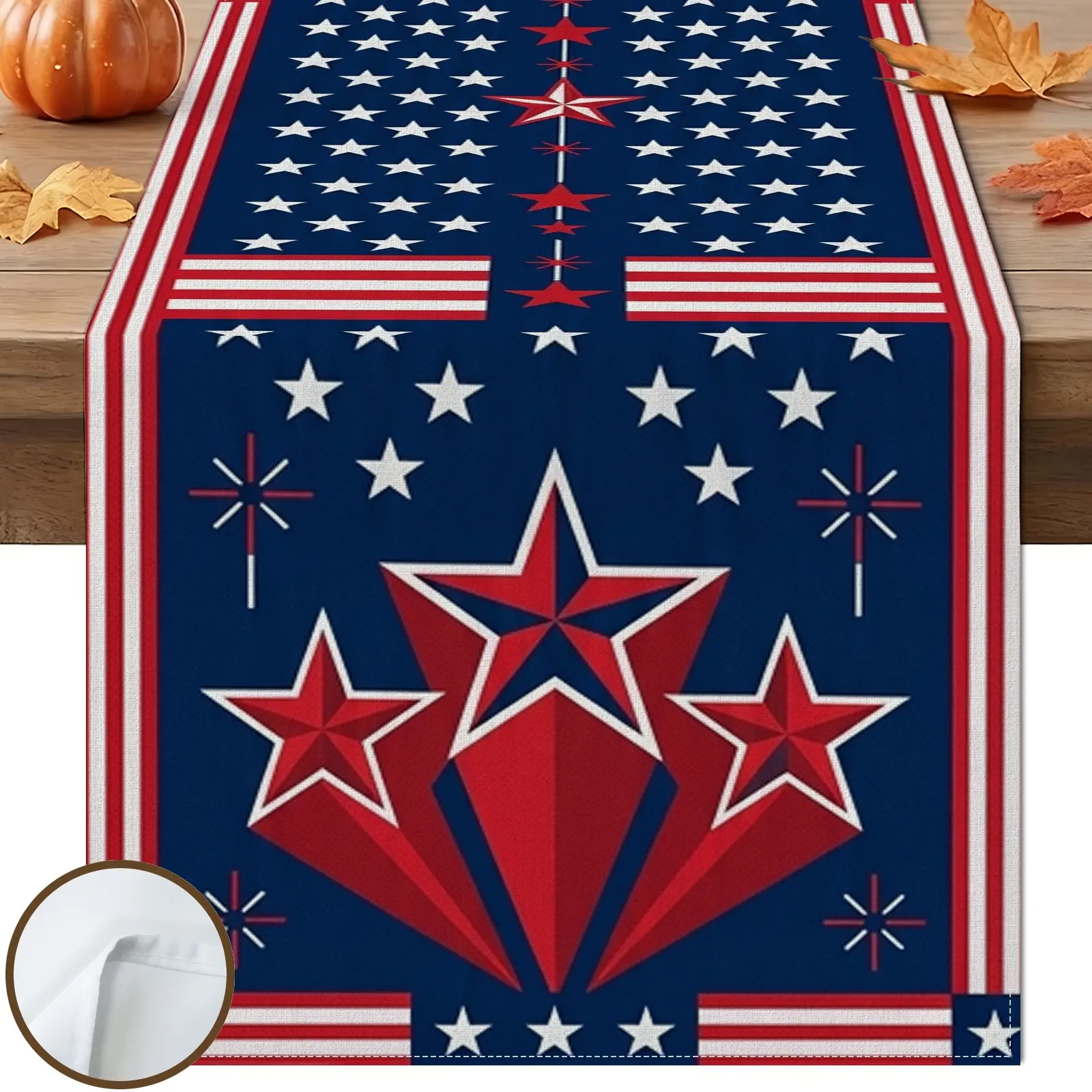 1pc American Flag Star Stripe Table Runner, Rustic Americana Style, Red White and Blue Printed Pattern, for Dining Table Kitchen Decor Home Decor Labor Day Decor