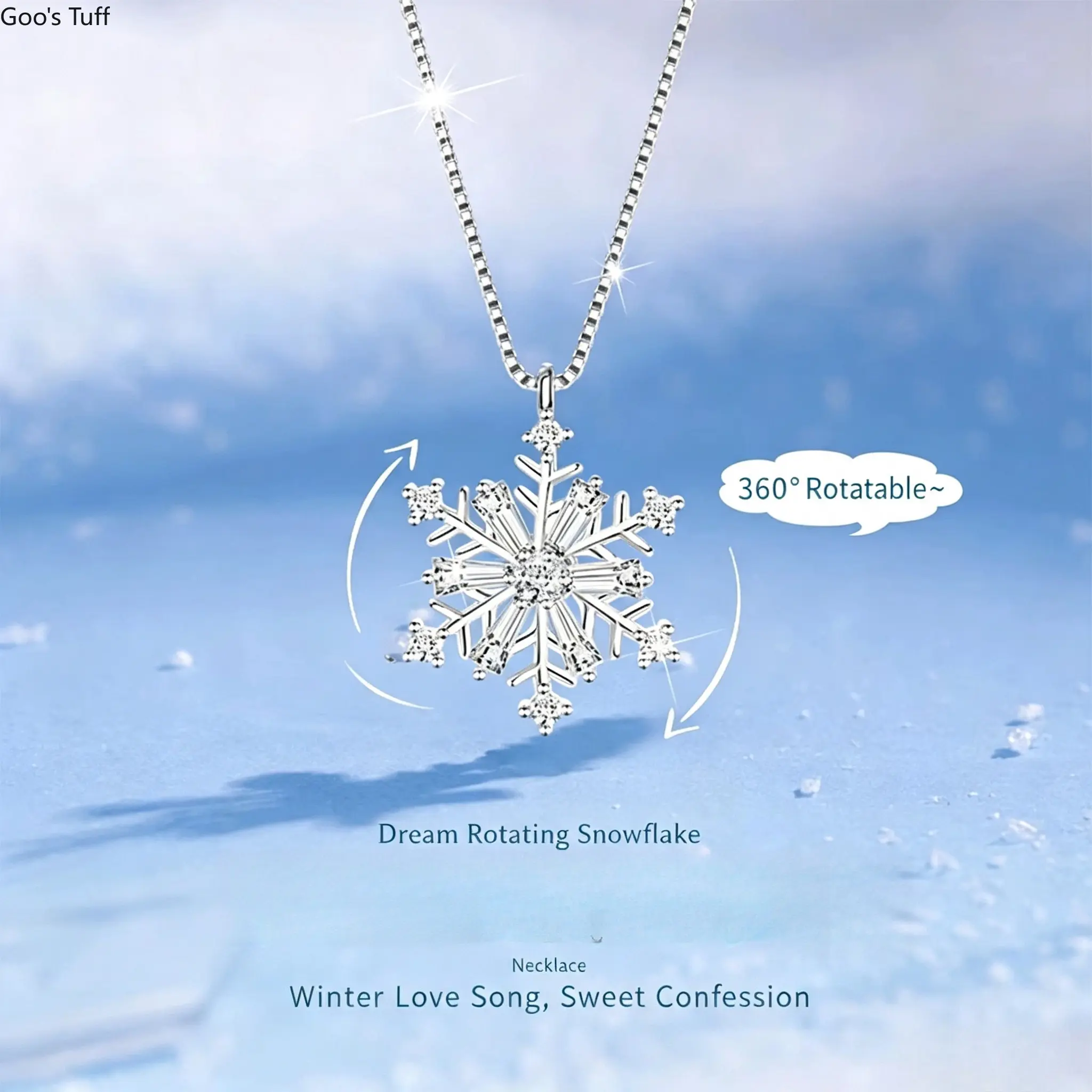 Necklace Pendant Necklace Dreamy Rotatable Snowflake Zircon‑Inlaid Women Clavicle Necklace Ins‑Aesthetic Niche Fresh Neck Jewelry for Daily Wear Date Night Party Occasions