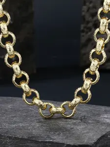 Hip-Hop Style Jewelry, Solid Chain with Turtle Shell Pattern, 12mm Wide, Copper Material, 18k Gold Plated, Ot Clasp, Men's Fashion Necklace