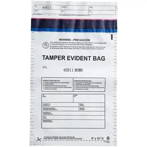 9"x12" Opaque Plastic Deposit Bags with Security Tamper Evident Self-Sealing Tape with Hidden Graphics 100-Pack for Secure Bank Deposits Cash Handling Currency Transport