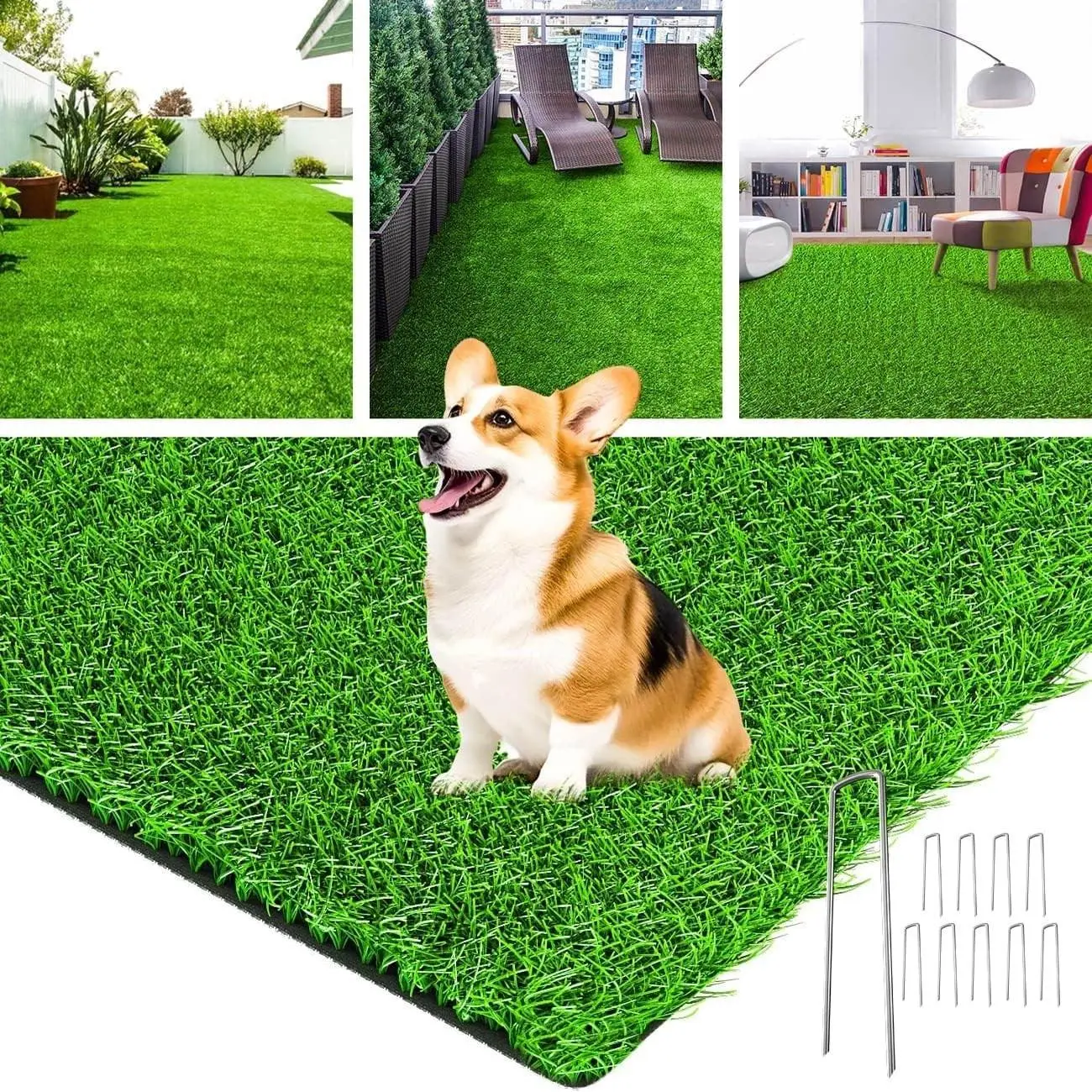 Artificial Grass, Realistic Fake Grass with Drainage Holes, 3x5ft | Synthetic Turf Grass Indoor Outdoor, Replacement Grass Mat for Dog Potty Training, Balcony, Garden and Landscape Decoration