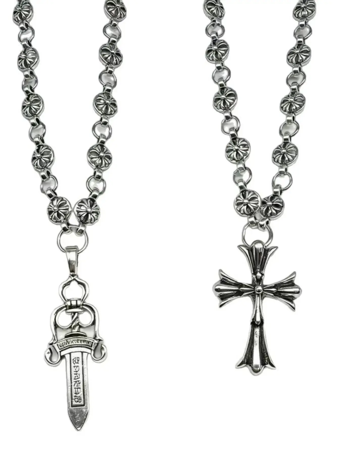 2-Piece Set Retro Unisex Gothic Layered Cross Necklace, Punk Sword Pendant, Ideal Gift for Men and Women, All-Season Accessory, Grunge Cross Necklace, Alloy Necklace, Cross Chain Design