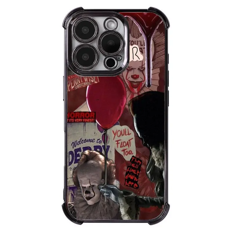 Halloween It Clown themed phone case—a durable protective cover compatible with iPhone 12 through 17 and Samsung S22 through S26 series. It makes an excellent gift for close friends and is perfect for the holiday season.