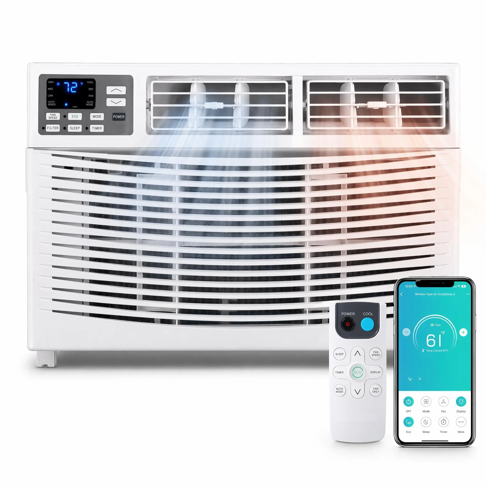 Compact 8000 BTU Plug-In Window Air Conditioner with Heat Mode, 4-in-1 Home Cooling & Heating Unit