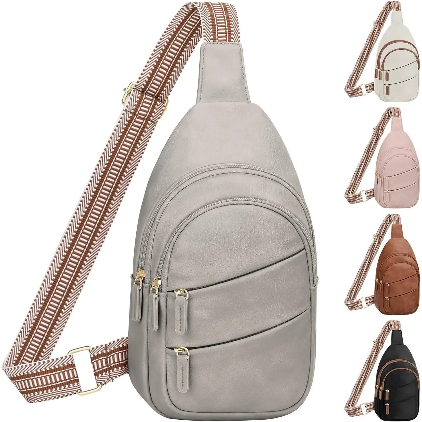 Crossbody Bags for Women Small Sling Bag    Chest Bag Fanny Pack Travel Purse for Camping Hiking Travel Gray