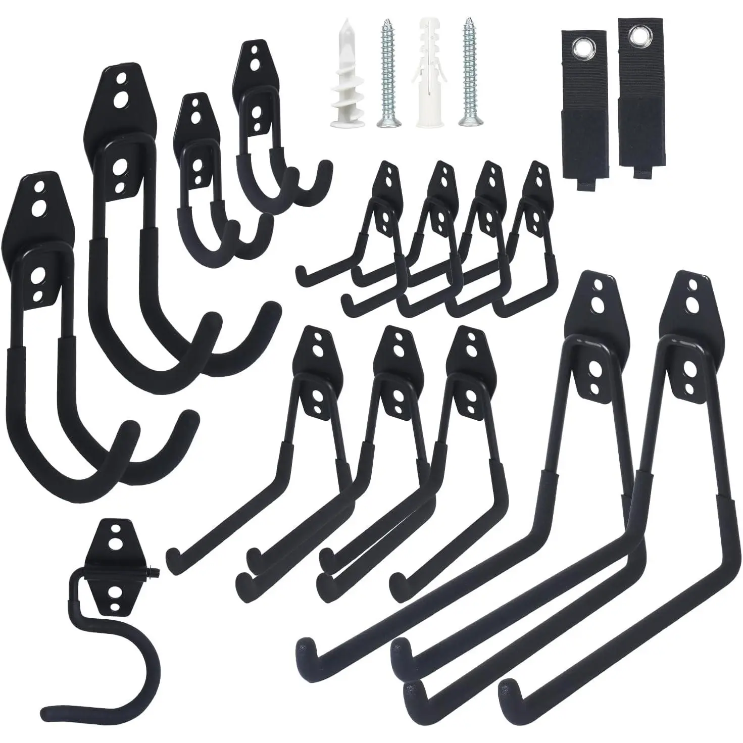 16 Pack Garage Storage Hook Anti-Slip Coating Heavy Duty Wall Mount Hooks for Hanging Bikes, Ladder, Garden Power Tools