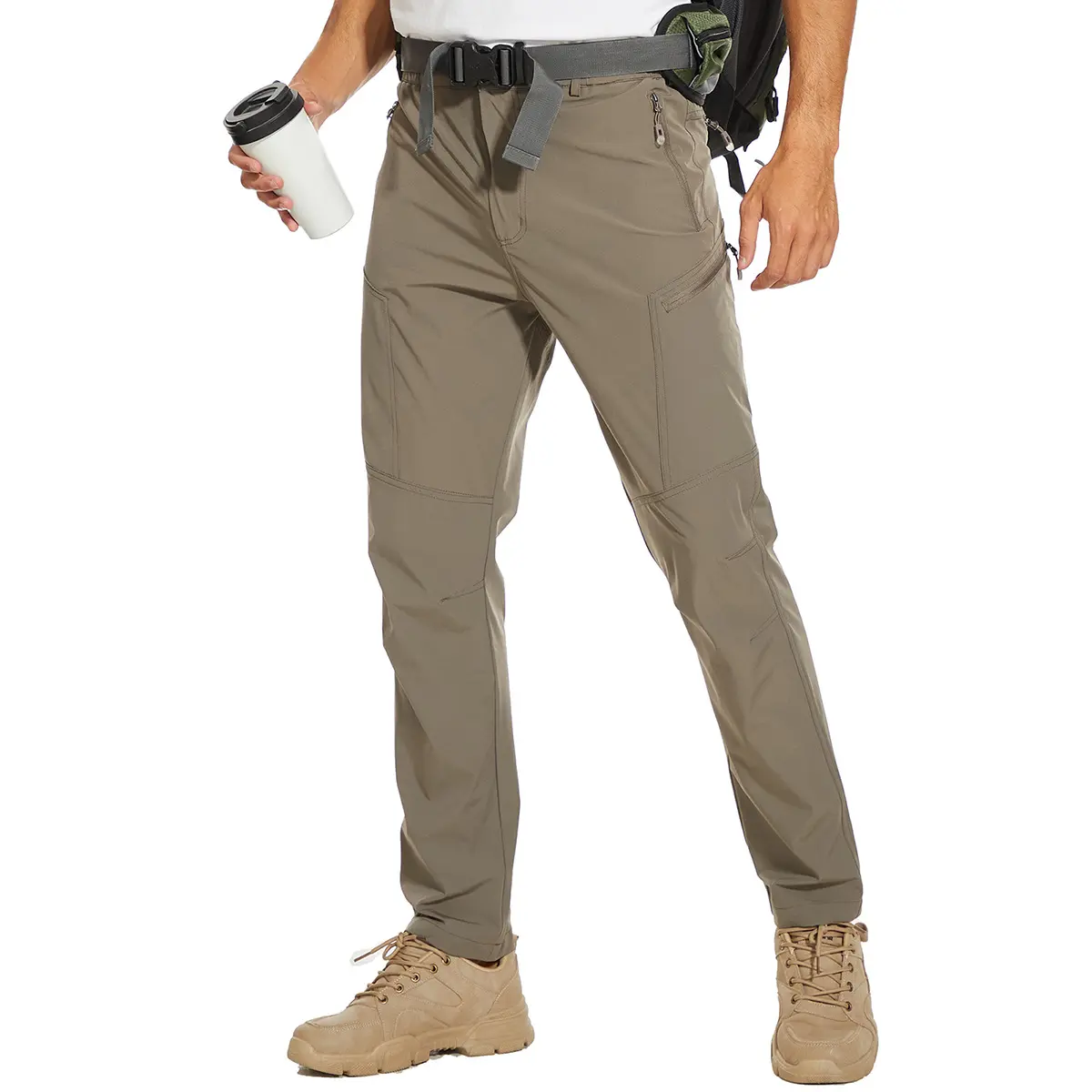 Men's All-Season Thin Quick Dry Outdoor Hiking Pants, Waterproof Breathable Stretch Sun Protection Windproof Long Trousers