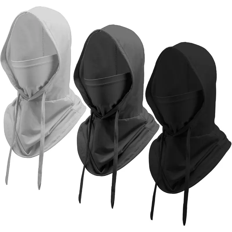 Men's 3-Pack Mesh Fabric Half Mask Balaclava - UPF 50+, Airy Mesh, Breathable, Windproof, Dustshield, Elastic Fit, Adjustable Drawstring, Helmet Liner, Face Cover Balaclava, Dirtbike Gear, Motorcycle Protective Gear, CS Games Use, One Size for Rotation