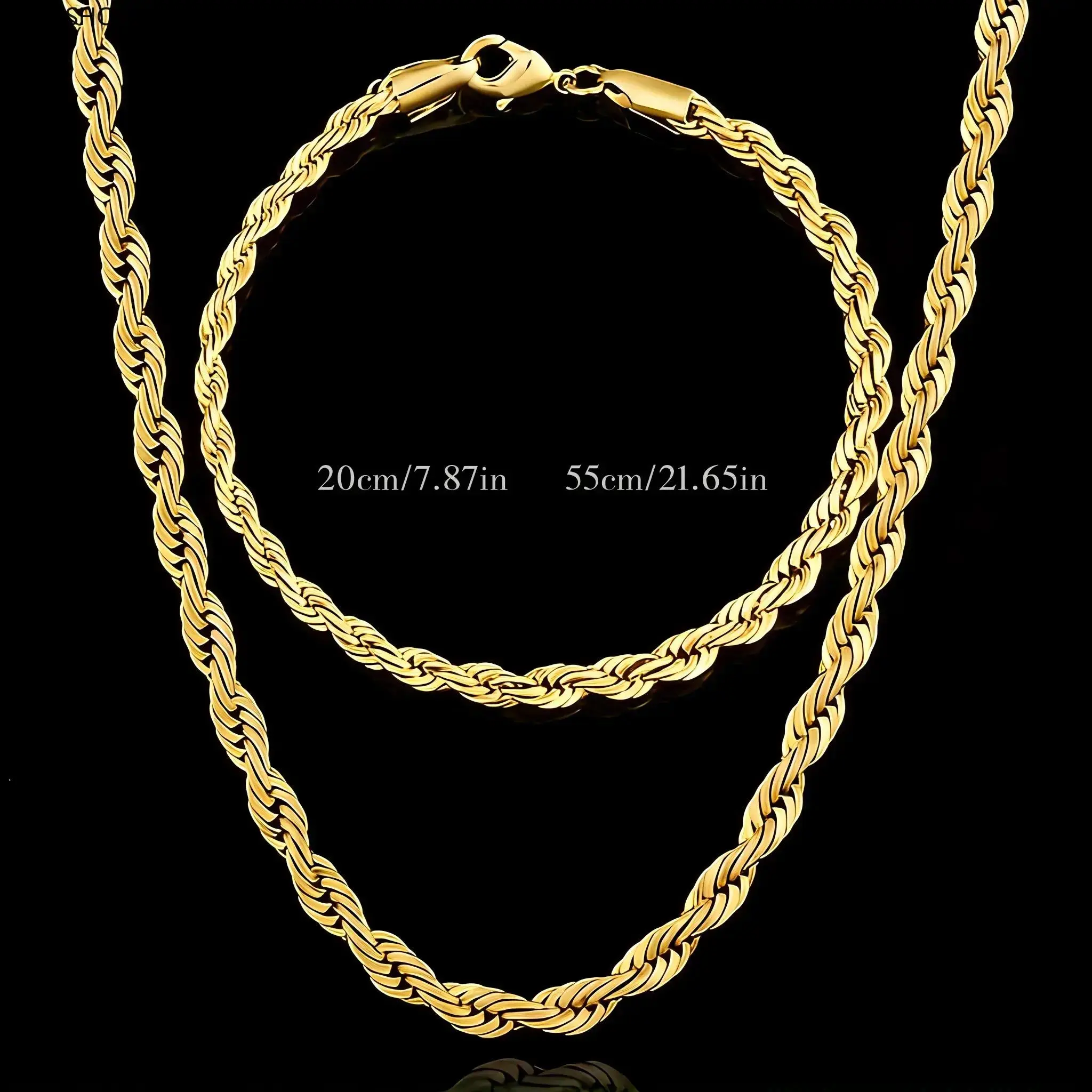 Stunning 18K Gold-Plated Twist Necklace & Bracelet Jewelry Set, High-Shine European Classic Design for Men Women, Perfect Bridal, Engagement, Vacation & Beach Party Gift
