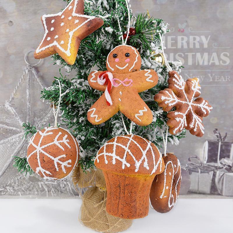 1/6Pcs Christmas Tree Hanging Ornaments Foam Ball Snowflake Gingerbread Man Pendant Christmas Decorations For Home New Year 2025