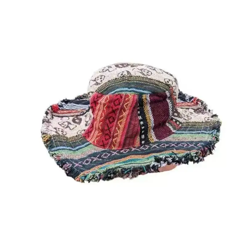 Female Colorful Patchwork Mushroom Bucket Hat - Bendable Wire Brim, Hidden Stash Pocket, Flexible Trendy Fashion Accessory