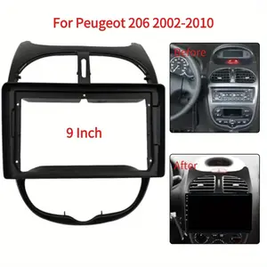 9 Inch Frame 2 Din Car Dashboard Frame Radio Panel Frame Navigation Panel for Peugeot 206 2002-2010 Car Fascia