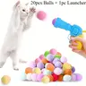 Cat interactive toy set, equipped with a launcher and fluffy plush balls, enhances the connection between you and your cat