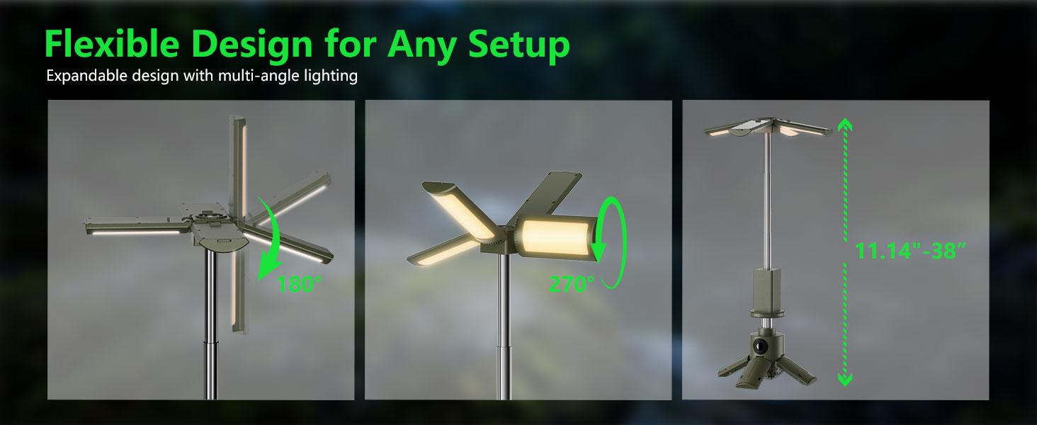 Telescopic Camping Lights with Stand, 14000mAh Rechargeable Camping Lantern with Display, Hook and IPX5 Waterproof, Outdoor Camping Lights for Travel, Fishing, Emergency Use