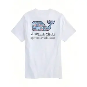 Vineyard Vines Men's Kentucky Derby Sticker Whale Fill Short-Sleeve Pocket Tee Pure Cotton T-Shirt-Fall/Winter Casual Vintage Style Unisex Relaxed Fit Long-Sleeve Crewneck Sweatshirt