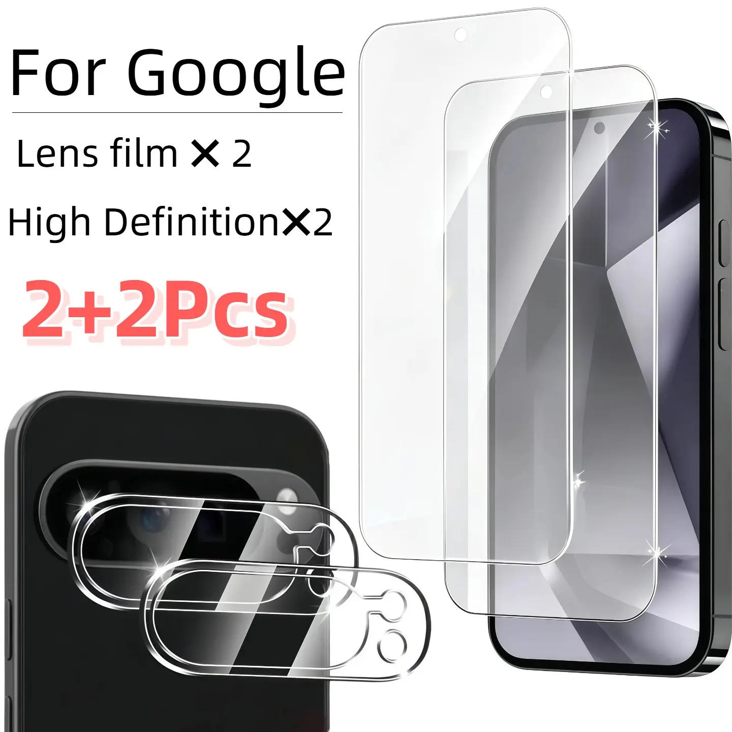 2-Pack Screen Protector and Camera Lens Cover for Google Pixel 6/6a/7/7a/8/8a/8pro/9/9a/9pro Xl/10/10proxl, 9h Hardness, Bubble-Free and Easy Installation, Scratch Resistant