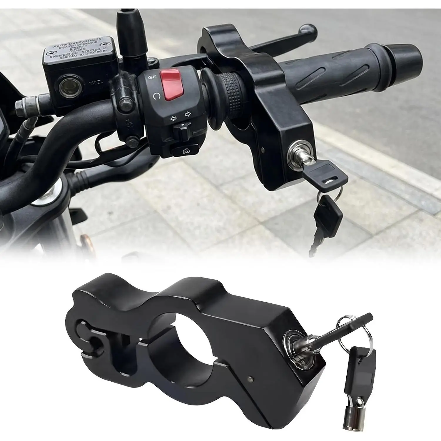Motorcycle Lock Anti Theft,Heavy Duty Handlebar Throttle Grip Lock | Handlebar Throttle Grip Brake Lever Security, Universal for Dirt Bike Moped Scooter Motorbike