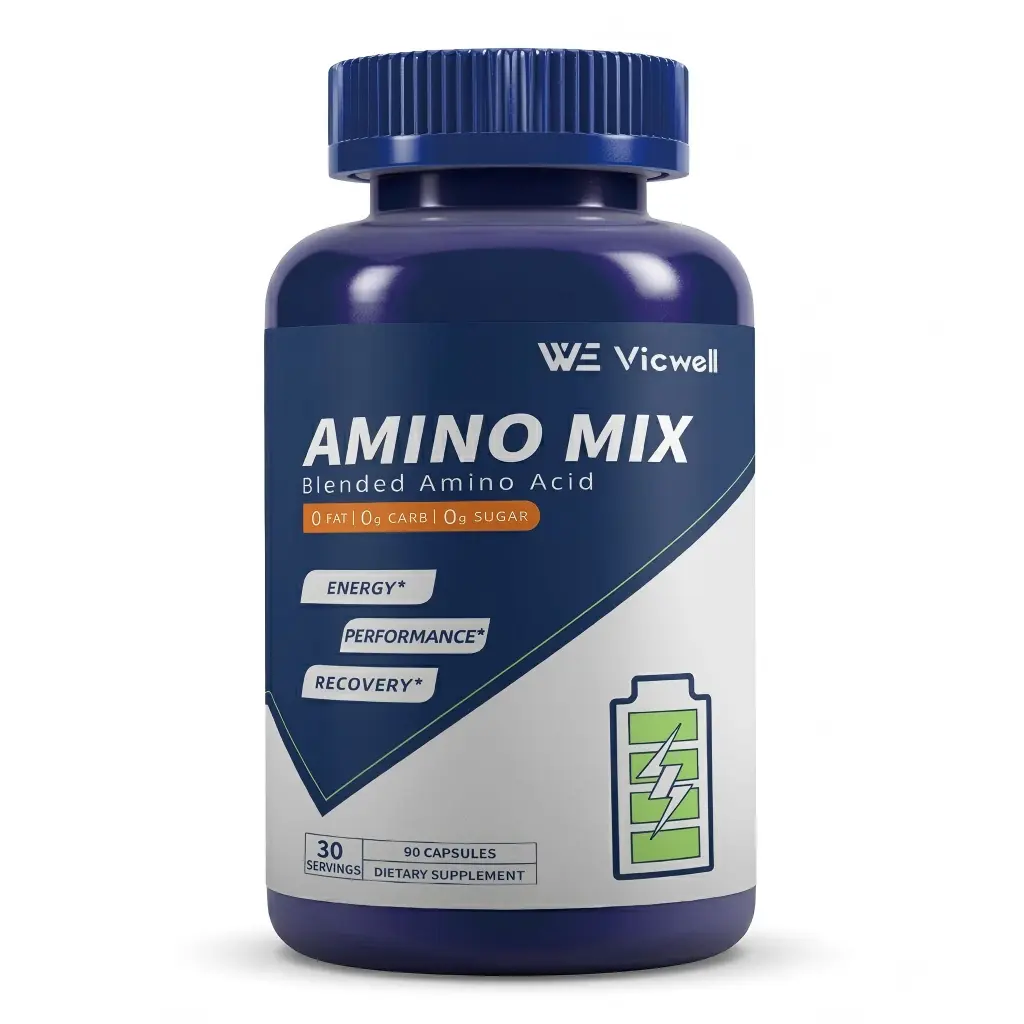 VICWELL AMINO MIX 1700mg  11 Amino acids，L-Lysine,L-Threonine, L-Glutamic acid,L-Valine, L-Leucine, L-isoleucine, L-Tyrosine,L-Phenylalanine, L-Arginine, L-Histidine, L-Tryptophanfor Muscle Recovery & Performance Capsules