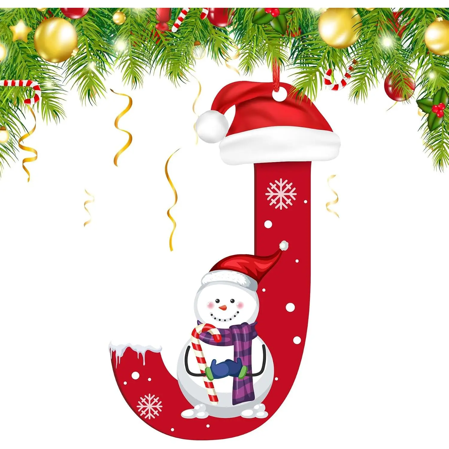 Letter Ornaments Christmas Tree Decor, Personalized Christmas Ornaments, Large 4.72 in Letters Christmas Ornaments 2025, Funny  for  Office (J)